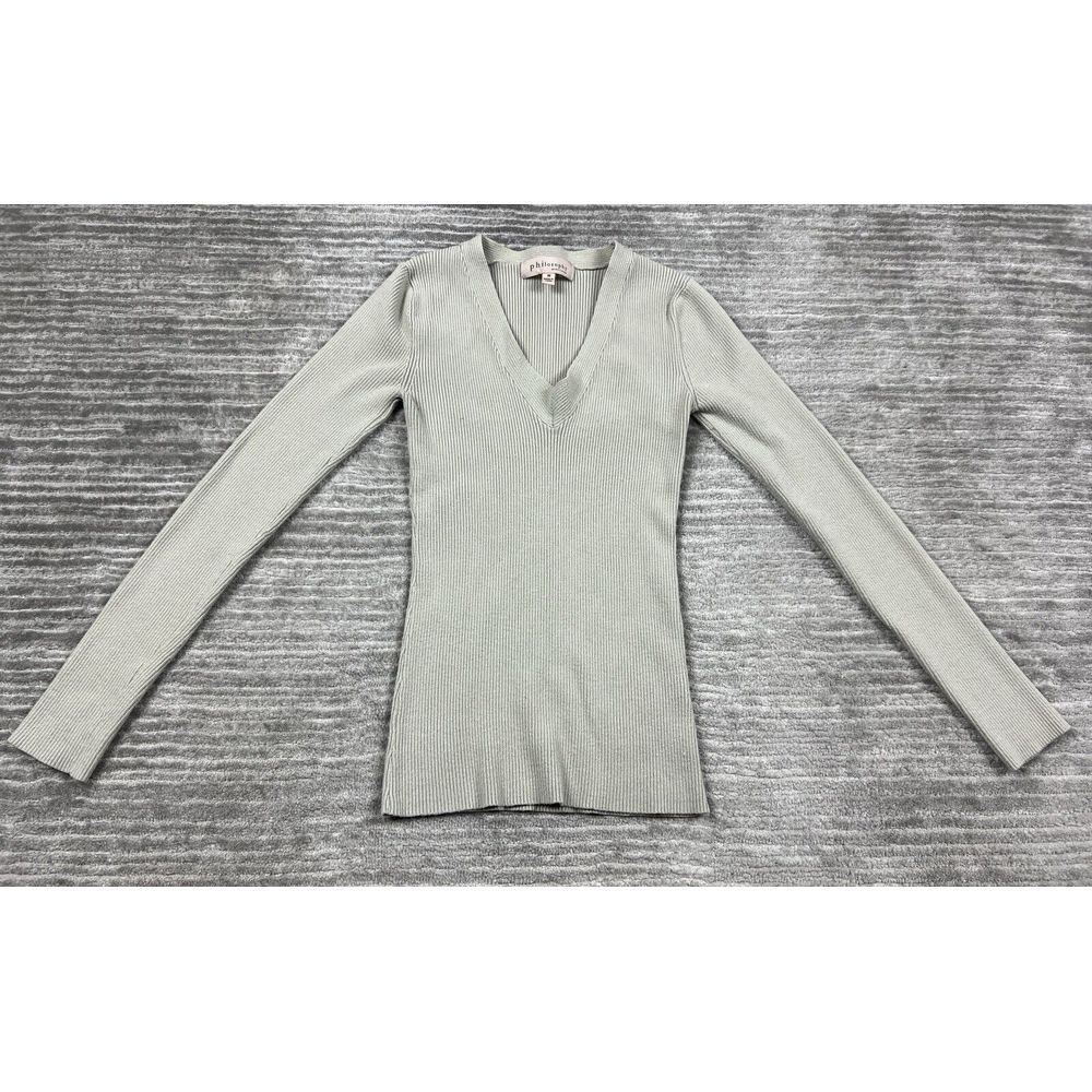 Philosophy Republic Clothing Sweater Womens Medium Beige Long Sleeve Ribbed Knit